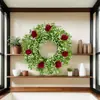 1 guirlanda de flores artificiais rústica com rosas vermelhas e gipsofila, adequada para guirlandas de flores de porta de fazenda na primavera e no verão, decorações de flores para varanda frontal externa, guirlandas de flores verdes realistas para casas, quartos, cozinhas e salas de estar