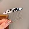 Clip para el pelo de cuadros simple con flequillo, pasador, textura de mármol, dientes de hierro, peine para el pelo, inserto de peine, estilo nuevo