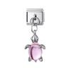 Pulseira Modular Italiana Tartaruga Rosa Tema Oceano Venda Quente Transfronteiriça 9mm Novo Acessório de Mão DIY Pingente Desenho Animado