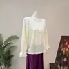 Zhi LiNovo Estilo Chinês Cor Sólida Veludo Simples Versátil Camisa Base Camiseta 2026 Outono Novo Gola Redonda Top Estilo Chinês