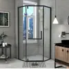 Mampara de Ducha en Forma de Diamante Separación Seco y Húmedo Baño Integrado Baño Negro Mate 80*80 8mm