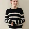 Suéter de Cachemira Suave para Mujer, Color Bloque Original, Holgado, Moda, Punto Versátil, Nuevo para Otoño e Invierno