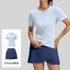 Traje Deportivo Juyitang con Corte en la Espalda Bonita, Cuello Redondo, Manga Corta, Falda Plisada, Dos Piezas, para Correr, Fitness, Yoga para Mujer