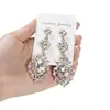Pendientes Amazon transfronterizos, extragrandes, electrochapados, elegantes, de estilo largo, con un toque de alta gama, adornados con borlas y pedrería negra
