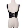 Moda Europea y Americana Elegante Cinturón de Tirantes Oscuros con Doble Hebilla para Mujer, Chaleco Decorativo de Cuero PU para Camisa y Falda