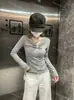 Camiseta de Manga Larga Estilo Puro Deseo Nueva Colección Primavera 2026, Top Base Ajustado con Cuello en V para Mujer