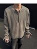 Suéter com zíper meio masculino primavera nova marca de moda textura alta qualidade camiseta de manga comprida camisa de base interna casual masculina