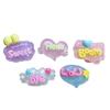 Placa inglesa luminosa de hielo accesorios de resina zapatos con agujeros papelería pasador cuerda accesorios para funda de teléfono móvil accesorios decoración