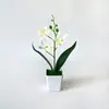 3 orquídeas Phalaenopsis artificiales en macetas pequeñas para decoración floral del hogar, bonsái de planta verde, arreglo para habitación de hotel, adornos de flores artificiales