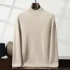 Suéter de Cachemira de Montaña para Hombre de Doble Hilo Engrosado de Color Sólido con Cuello Medio Alto Suéter Base Engrosado de Cachemira para Hombre Otoño e Invierno Nuevo