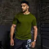 Tops masculinos de verão simples versáteis estilo americano, moda rápida secagem cor sólida manga curta gola redonda casual tendência atacado