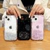 Glitter de Gel con Rayas Crema para iPhone 14Pro Max Carcasa para Teléfono Móvil con Patrón de Olas 13 Apple 12 Lentejuelas Simples