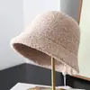 Sombrero de Pescador de Mezcla de Lana Nuevo para Otoño e Invierno Estilo Coreano para Mujer Versátil Color Liso Que Afina el Rostro Sombrero de Cubo Gorro Cálido