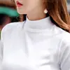Camisa básica estilo americano de gola alta preta para mulheres, algodão puro, adequada para uso interno e externo, camiseta de manga comprida com gola média, estilo moderno novo da primavera e outono 2026
