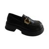 Sapatos de Couro Estilo Francês Slip-On com Solado Grosso e Salto Bloco para Mulheres, Lançamento Primavera 2026 Versáteis Loafers Estilo Britânico Retrô