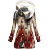 Trench Coat Feminino de Novo Estilo Transfronteiriço, Espessado para o Inverno, Estilo Europeu e Americano, Estampa Digital 3D com Capuz, Casaco de Alta Qualidade para Venda por Atacado