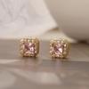 Aogu - Pendientes de botón con forma de corazón con circonitas cuadradas, chapadas en oro y cobre, sencillos y exquisitos, para mujer, mini pendientes de alta calidad con nicho INS, nuevos