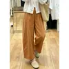 Pantalones blancos de pierna ancha cropped estilo japonés de Tencel para mujer, finos de verano, de cintura alta, holgados, casuales, para petite, de pierna curva