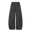 K368 High Street Estilo Americano Unissex Design Retrô Estilo Napoleão Calças Casuais Largas Masculinas Formato de Cimitarra