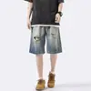 Shorts de Mezclilla Rasgados para Hombre, Estilo Delgado de Verano, Nuevo 2026 Marca de Tendencia Retro Americana Holgados Talla Grande Pantalones de Cinco Puntos