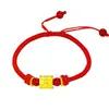 Pulseira feminina de ouro 3D, ouro duro, com contas de transferência de seis caracteres em mandarim, pingente de cintura de homem pequeno em ouro 999, pingente do ano desta vida