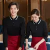 Ropa de Trabajo de Hotel Camiseta para Mujer Otoño e Invierno Comida China Comida Rápida Tienda de Té con Leche Cafetería Camarero Camiseta de Manga Larga
