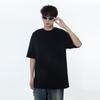 Camiseta de manga corta de algodón puro de 320 g, estilo americano, retro, de color liso, para hombre y mujer, holgada, de verano, con hombros descubiertos.