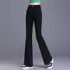 Pantalones acampanados negros de cintura alta para mujer, otoño 2026, corte ajustado, modernos, adelgazantes, con caída, elásticos, pantalones largos casuales