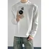 Moletom Jacquard Desconstruído Limpo e Bem Ajustado Masculino Outono Gola Pequena Camada Interna Top Marca Tendência Camada Base Pesada Camiseta de Manga Longa