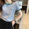 Camiseta de Algodão Puro de Manga Curta para Mulheres, Novo Estilo de Verão 2026, Caimento Solto para Figuras Petites, Cropped Estilo Americano com Ombros Normais, Tendência