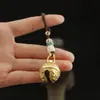 Chaveiro Sino Dourado de Latão Gourmand Corda Artesanal Pingente de Moeda Cinco Imperadores Pingente de Sino de Cobre Acessórios para Chave de Carro