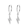 Pendientes de Trébol de Cuatro Hojas de Plata S925, Pendientes de Circonita de Lujo Ligero y Gama Alta, Pendientes de Cruz para Mujer, Joyería para Orejas de Nicho al por Mayor