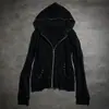 Moletom com Capuz e Zíper Unicidade Nicho Rebite Decoração de Metal Estilo Dark Y2K Tendência Ins Outono e Inverno Novo Transfronteiriço