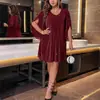 Vestido Elegante para Eventos Sociais Feminino Plus Size com Decote V e Mangas Divididas Ajuste na Cintura Amazon Europeu e Americano Cruzado Primavera e Verão 2026