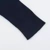Moda feminina europeia e americana transfronteiriça, popular no AliExpress: cardigã de malha azul marinho, casual, gola redonda, corte justo