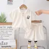 Ropa de verano para niños y niñas traje infantil nuevo para niños pequeños y medianos traje casual de dos piezas estilo occidental para bebé con estampado de panda de manga corta