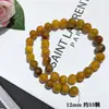 Contas Redondas de Ágata Dragão Amarelo Estourado Natural Contas Soltas Contas para Pulseira de Ágata Dragão de Chá Acessórios Manuais DIY