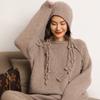 Chapéu de Lã Grossa Cashmere 2026 Outono/Inverno Moda Feminina Quente Protetor de Orelhas Trança Suja com Franja