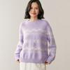 Suéter Retrô Preguiçoso de Cashmere para Mulheres Outono e Inverno Jacquard Fair Isle Gola Redonda Solta Suéter Pulôver Tricotado Top de Base