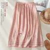 Falda Retro Artística de Algodón y Lino con Bordado Pesado para Mujer Estilo Chino Suelta Adelgazante Falda Bordada de Corte A Falda con Dobladillo Ancho
