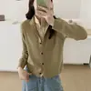 Cárdigan de punto único y sofisticado de dos piezas falsas para mujer, abrigo casual de un solo botón para otoño e invierno, suéter adelgazante estilo coreano