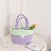 Bolsa tejida de algodón de ojos grandes al por mayor de fábrica, bolso de mano con combinación de colores lindos, bolso de mano de dibujos animados, bolso de playa para vacaciones de mujer