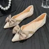 Zapatos Planos Blancos con Diseño de Grulla de Almohada 2026 Estilo Nuevo para Mujer con Lentejuelas, Suela Suave, Cómodos Mocasines con Lazo para Mujer en Otoño