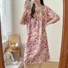 Camisola de Seda de Algodão para Mulheres, Novo Vestido de Verão Estilo Chinês, Vestido de Seda de Algodão Que Pode Ser Usado Fora, Roupa de Casa de Alto Padrão Extra Longa para Primavera e Outono