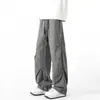 Pantalones Cargo Funcionales de Paracaidista Unisex Primavera y Otoño Tendencia Estilo High Street Americano Diseño Plisado Casual Versátil Pierna Ancha