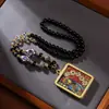 Edição de Ano Novo Moeda dos Cinco Imperadores Thangka Pingente Estilo Xizang com Pedra Negra e Decoração de Pingente Estilo Étnico