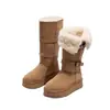 Botas de nieve de caña alta de moda para mujer, nuevo estilo invierno 2026, de suela gruesa, forradas de felpa y extra gruesas, de longitud media, botas de nieve del noreste para mujer