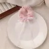 Goma para el pelo tipo lazo suave estilo coreano con un toque de alta gama, Lazo para el pelo de cinta rosa, Cuerda para el pelo de cinta de encaje, Banda elástica