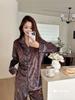 Jieaina # Popular Leopardo Dourado Veludo KT Pijama para Mulheres Primavera, Outono e Inverno Estilo Coreano Roupas de Casa Preguiçosas W959