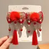 Pinza para el pelo de niña pequeña León Danzante Hanfu Borla Año Nuevo Accesorio para el pelo Peluca Princesa Lazo Adorno para el pelo Pinza para el pelo de niños